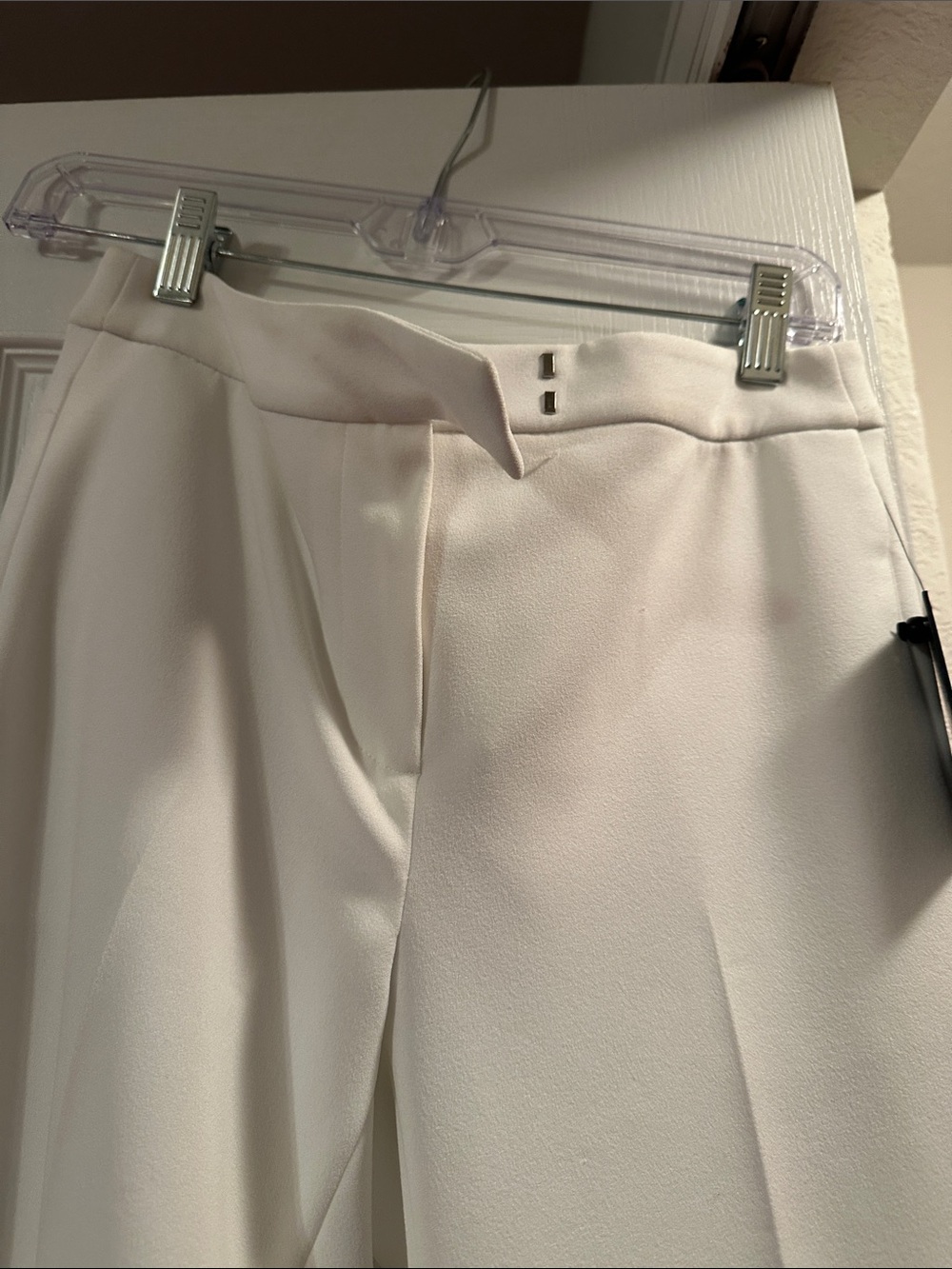 DKNY Cream Wide-Leg Trousers with Front Pleat